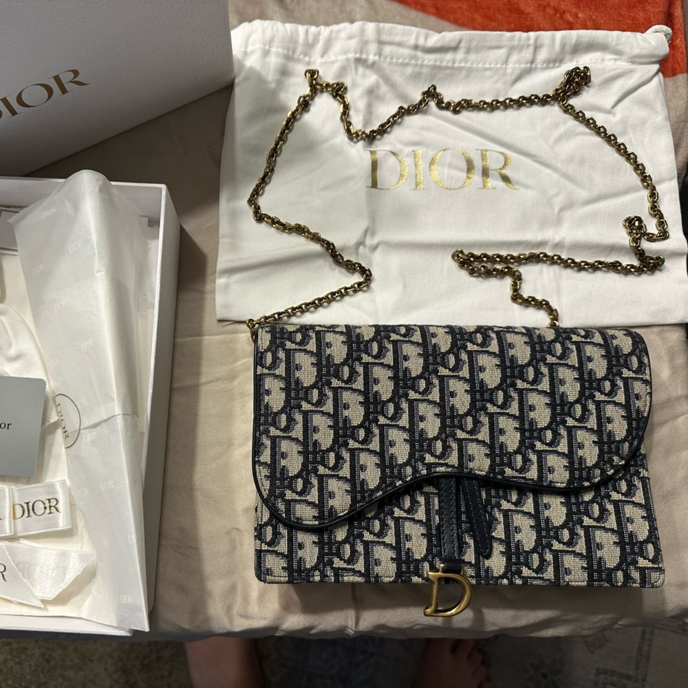 Dior Saddle Pouch Navy Monogram  Convertible Crossbody/Clutch